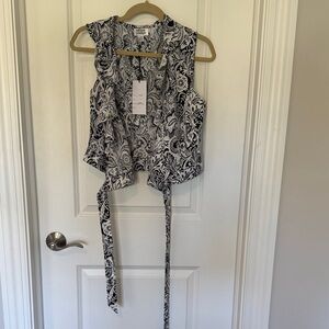 Unique Vintage Black and White Floral Blouse